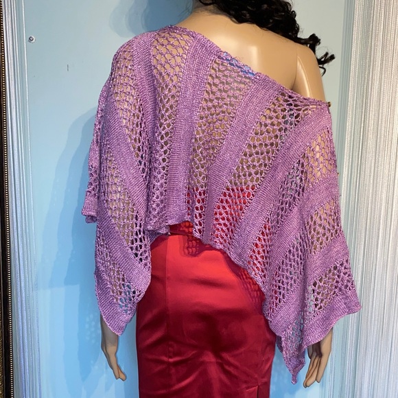 Vintage Marciano Purple and Diamonds Knit Poncho - Picture 6 of 17